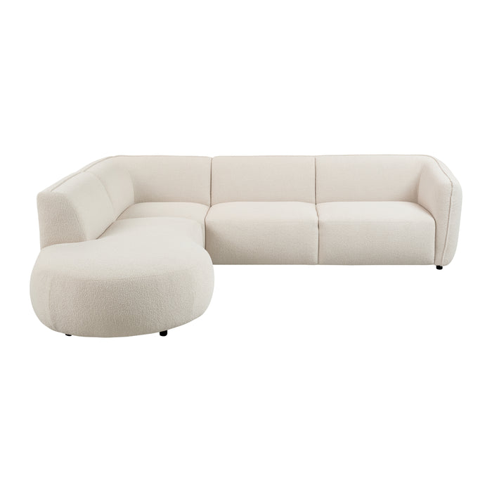 by fonQ Soft Hoekbank Links - Open Eind - Bouclé - Crème