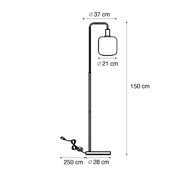 QAZQA Hotel Chique vloerlamp zwart en goud met groen glas - Zuzanna