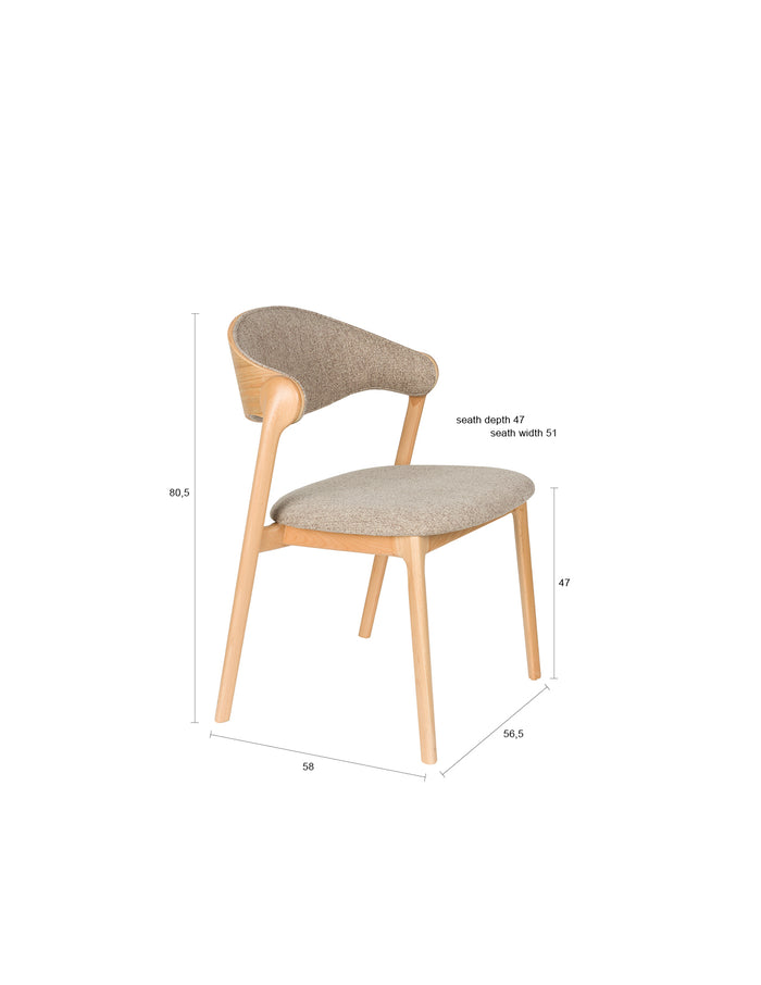 Dutchbone Babington Eetkamerstoelen Naturel - Set van 2