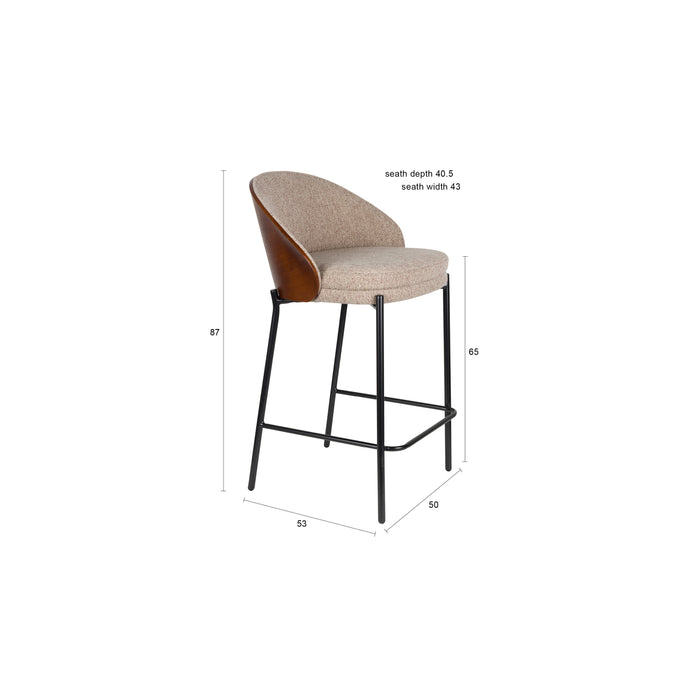 Dutchbone Rodin Counter| Barkrukken met Rugleuning Beige - Set van 2