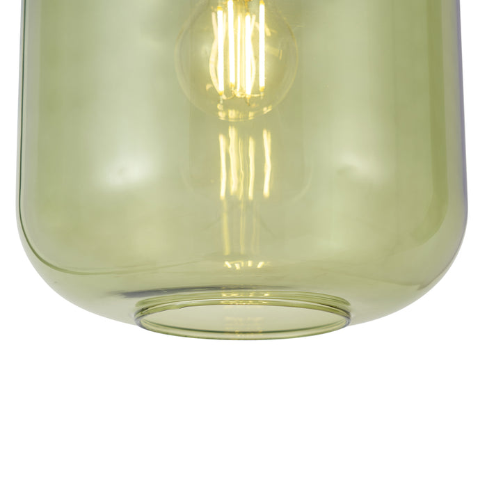 QAZQA Hotel Chique hanglamp zwart met goud en groen glas 3-lichts -