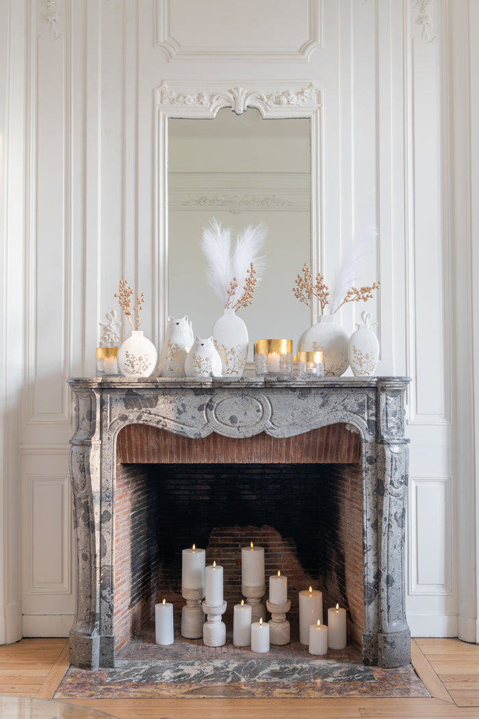 J-Line windlicht crackle - glas - transparant|goud - medium