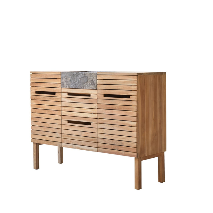 Tikamoon - Slats - Massief teakhouten en marmeren badkamermeubel 125 …