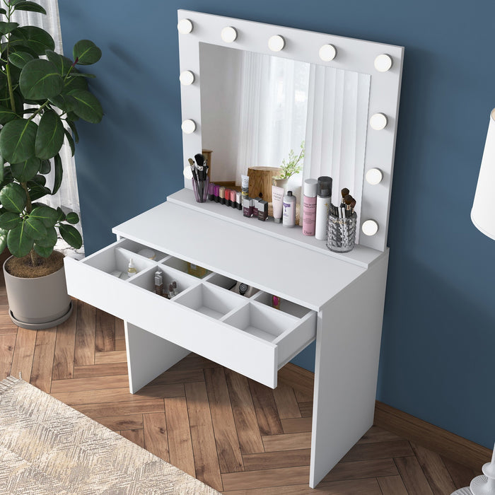 Giga Meubel - Make-up Tafel Wit - 90cm - Incl. Spiegel - Bengisu