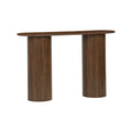 sweeek - Scandinavische ovale sidetable met groeven effect hout