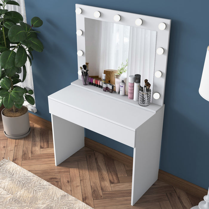 Giga Meubel - Make-up Tafel Wit - 90cm - Incl. Spiegel - Bengisu