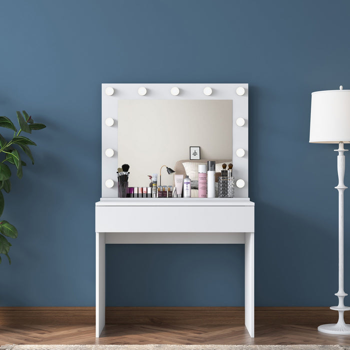 Giga Meubel - Make-up Tafel Wit - 90cm - Incl. Spiegel - Bengisu
