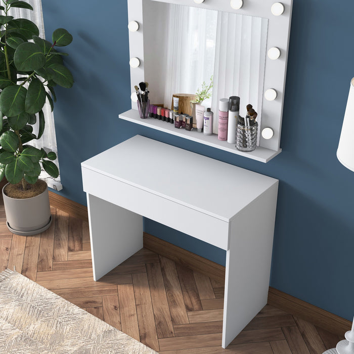 Giga Meubel - Make-up Tafel Wit - 90cm - Incl. Spiegel - Bengisu