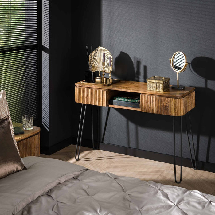 Giga Meubel - Make-up Tafel - Mangohout|Metaal - 110cm - Wave