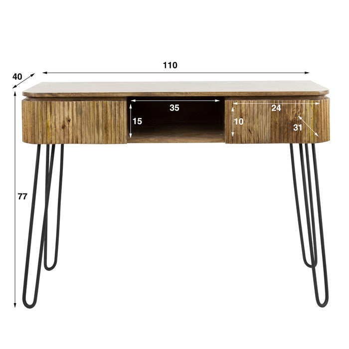 Giga Meubel - Make-up Tafel - Mangohout|Metaal - 110cm - Wave