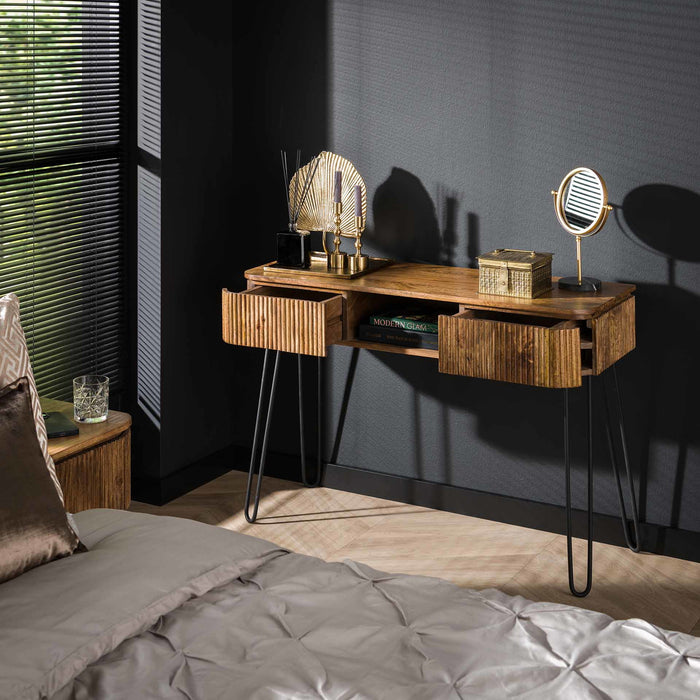 Giga Meubel - Make-up Tafel - Mangohout|Metaal - 110cm - Wave