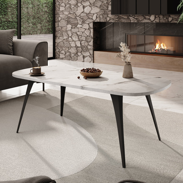 Meubella - Salontafel Flix - Wit marmer - 120 cm