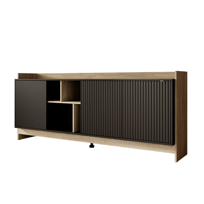 Meubella - Dressoir Benz - Zwart - 190 cm
