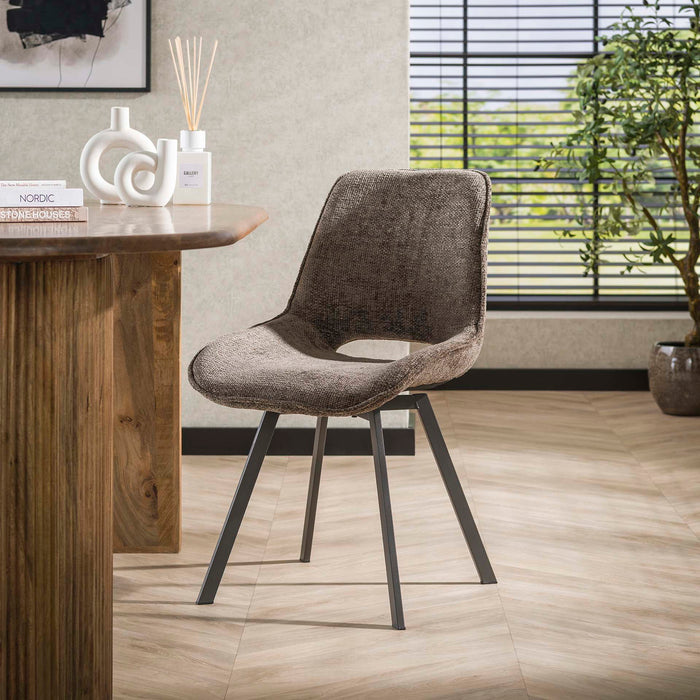Giga Meubel - Eetkamerstoel Taupe Stof - Swivel Rich - Set van 4