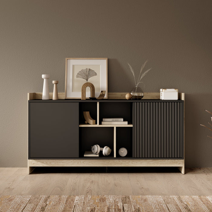 Meubella - Dressoir Benz - Zwart - 150 cm