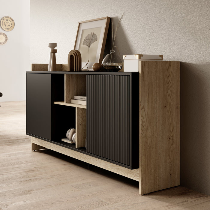 Meubella - Dressoir Benz - Zwart - 150 cm