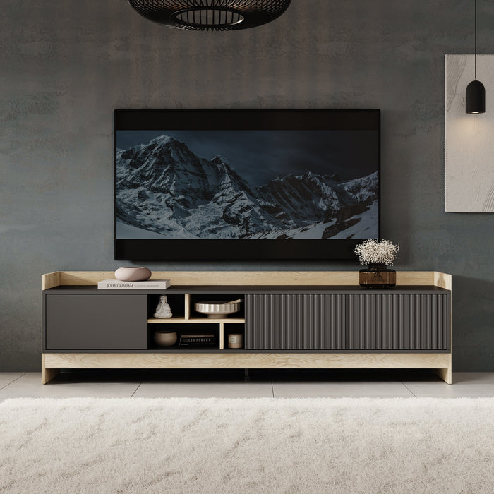 Meubella - TV-Meubel Benz - Zwart - 190 cm