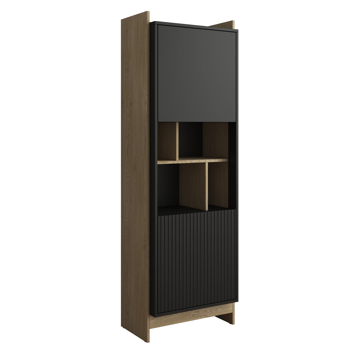 Meubella - Vitrinekast Benz - Zwart - 59 cm