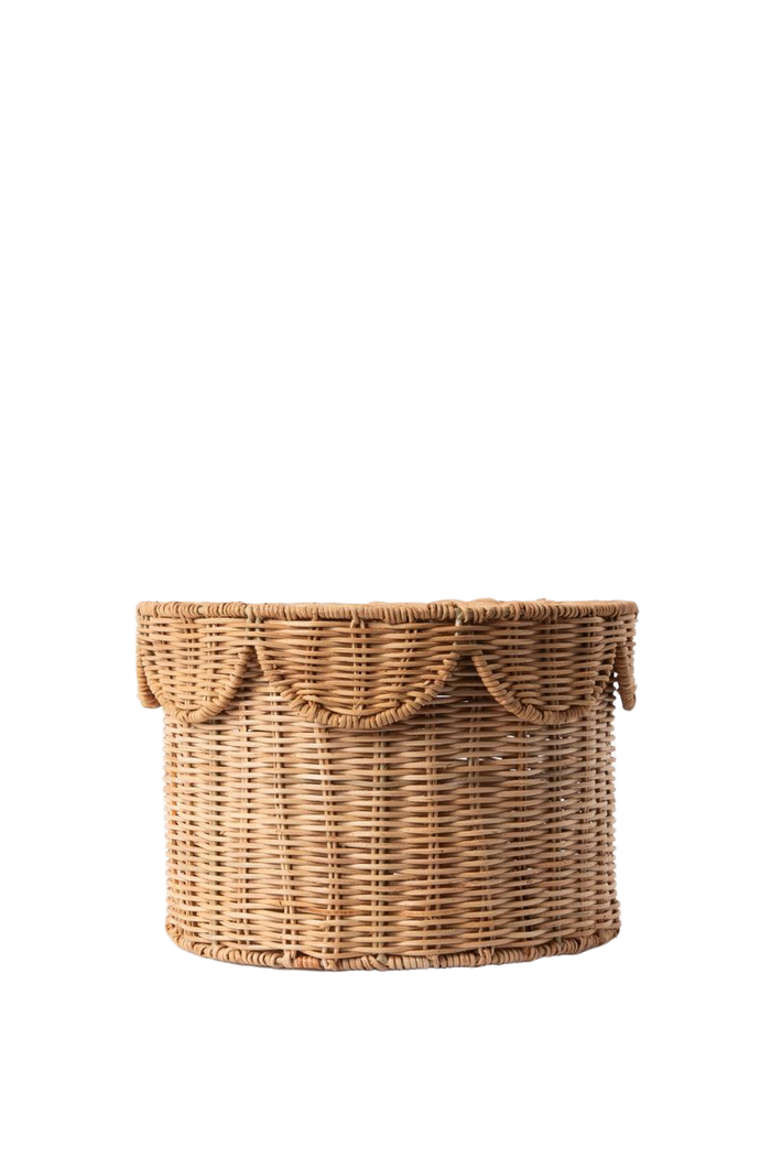 Sissy-Boy Bruine rotan mand met ruffle small