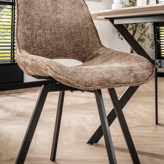 Giga Meubel - Eetkamerstoel Champagne Stof - Swivel Rich - Set van 4