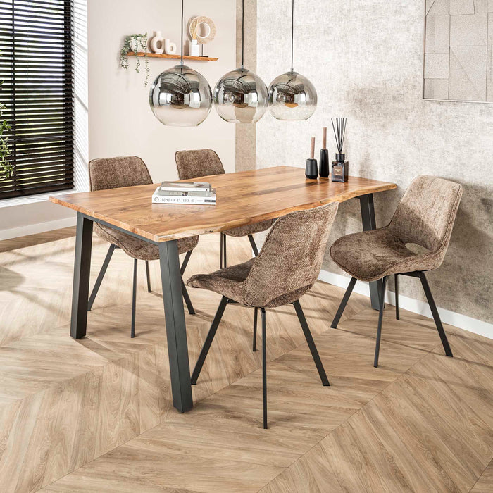 Giga Meubel - Eetkamerstoel Champagne Stof - Swivel Rich - Set van 4