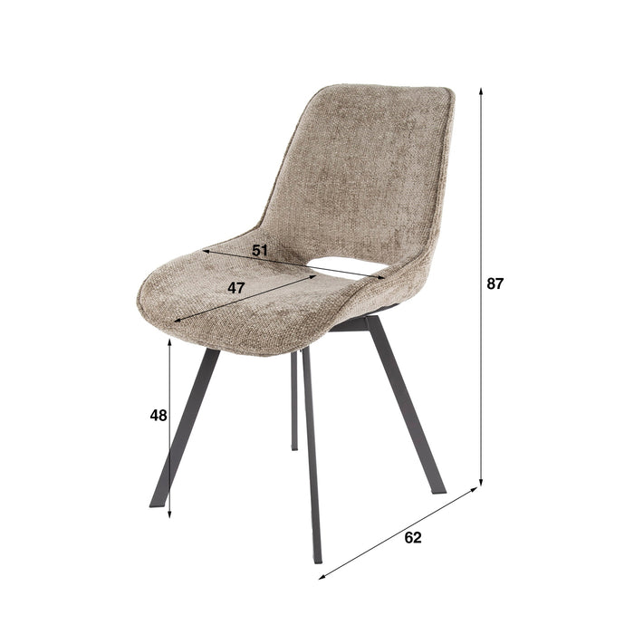 Giga Meubel - Eetkamerstoel Champagne Stof - Swivel Rich - Set van 4