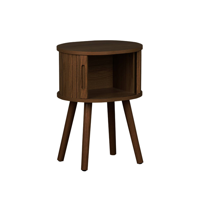 sweeek - Scandinavisch nachtkastje houtdecor met 2 schuifdeuren