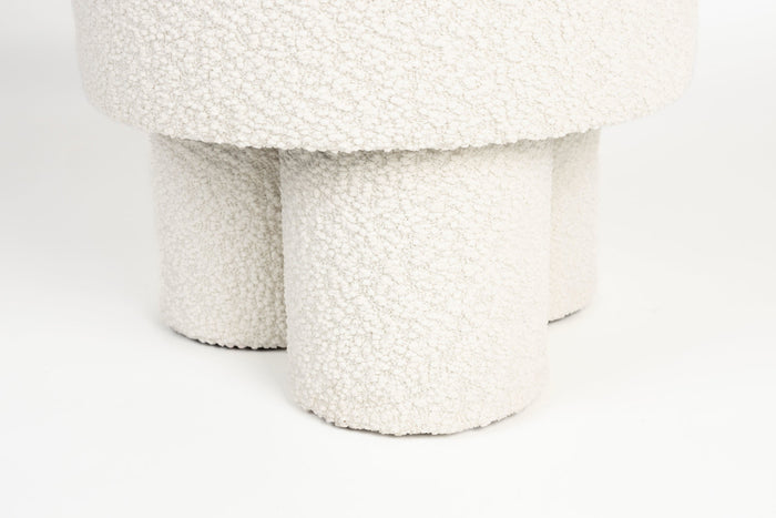 Giga Meubel - Poef Wit Bouclé - 40x40x44cm - Marcos