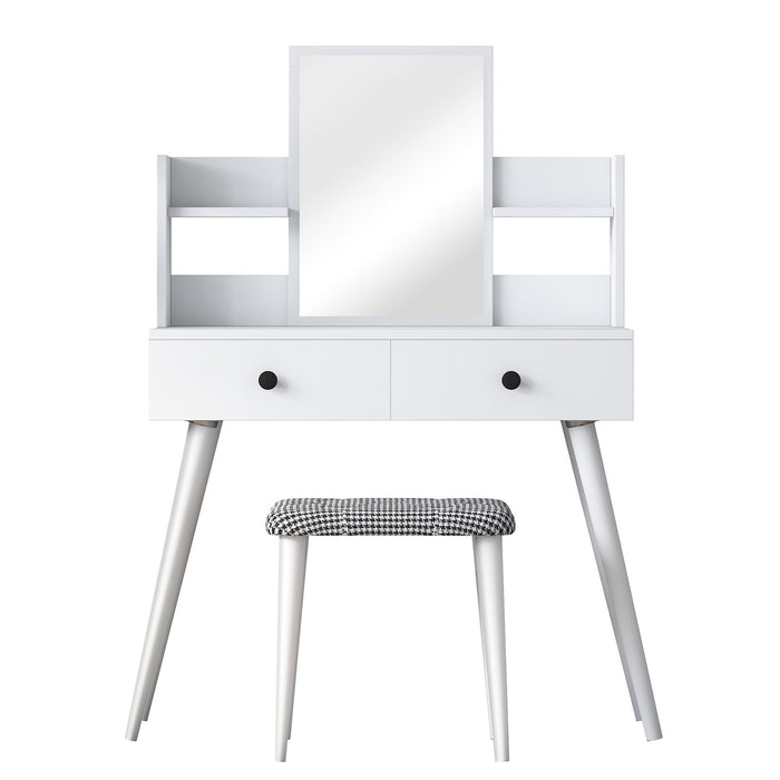 Giga Meubel - Make-up Tafel Wit - 112cm - Incl. Kruk - Bulon