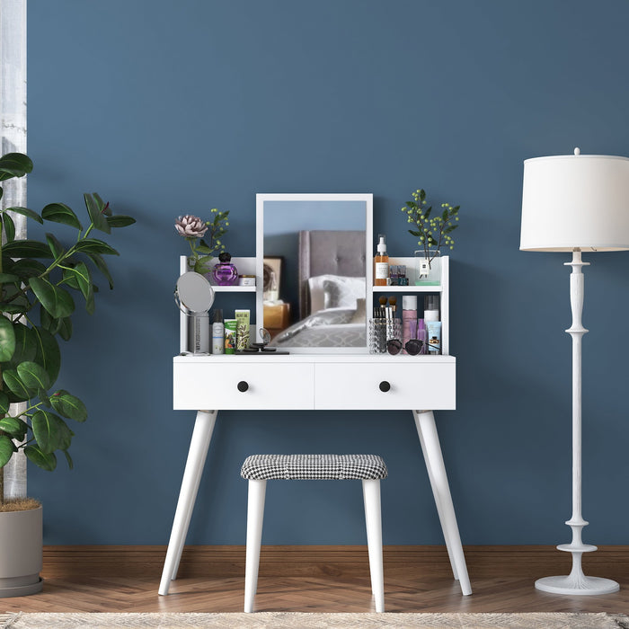 Giga Meubel - Make-up Tafel Wit - 112cm - Incl. Kruk - Bulon