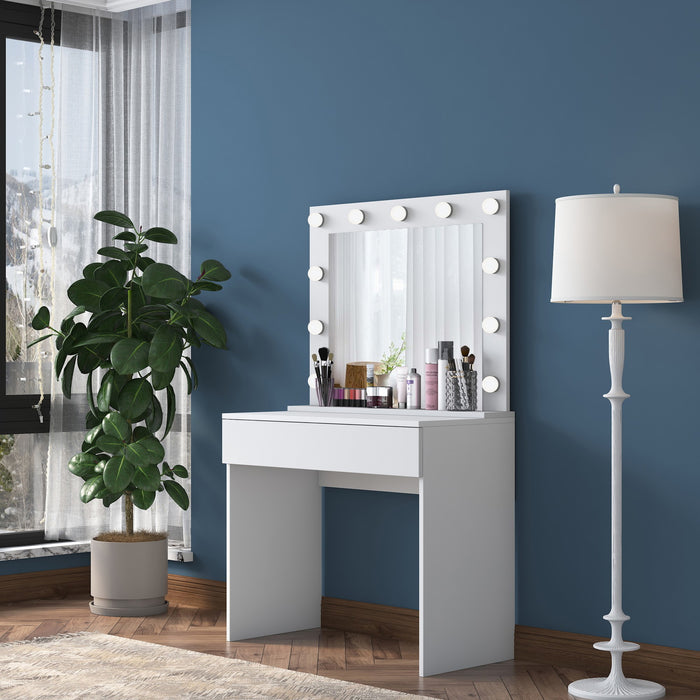 Giga Meubel - Make-up Tafel Wit - 90cm - Incl. Spiegel - Bengisu