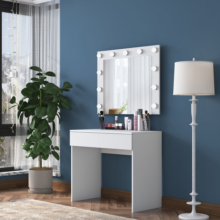 Giga Meubel - Make-up Tafel Wit - 90cm - Incl. Spiegel - Bengisu