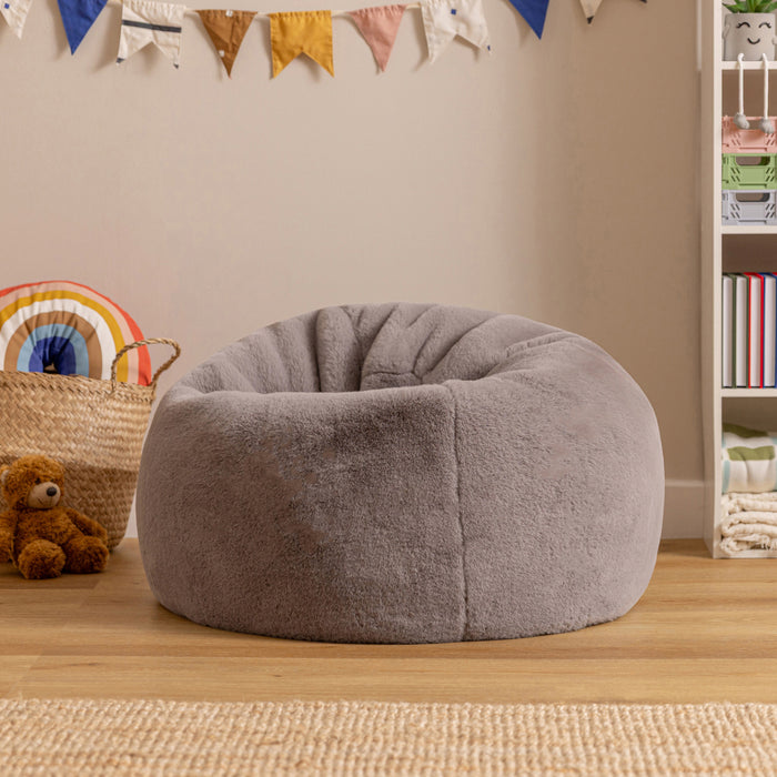 icon Kingston Kinderzitzak - Fluffy Pluche Imitatiebont - Grijs