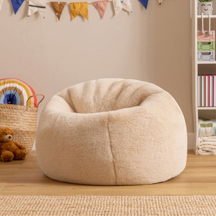 icon Kingston Kinderzitzak - Fluffy Pluche Imitatiebont - Crème