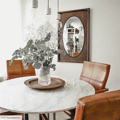 by fonQ Marble Salontafel Marmer - Ø 80 - Wit / Chroom