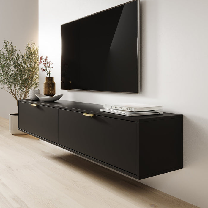 Meubella - TV-Meubel Silas - Zwart - 175 cm