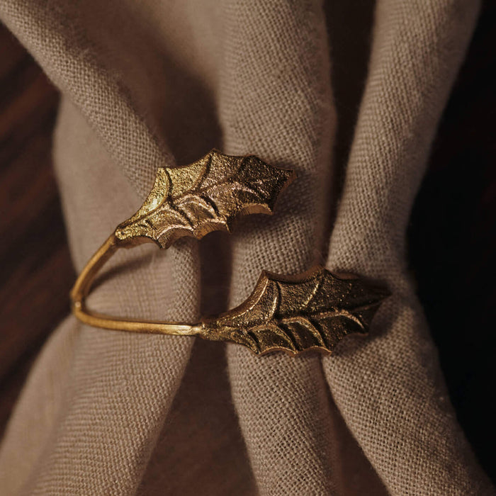 Ferm Living Holly Leaf Servetringen - Set van 4 - Brass