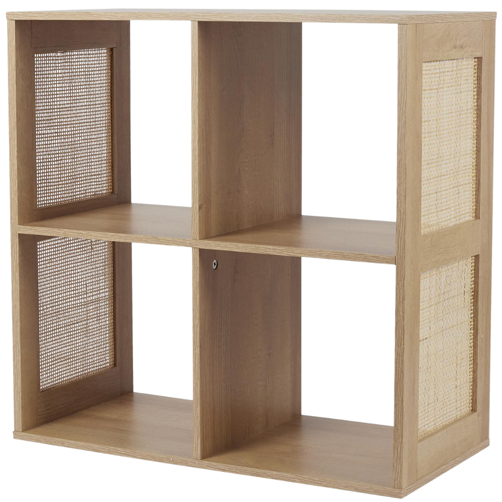 MISOU Bali Wandkast Open Vakkenkast met 4 Vakken Kast Rotan Hout Op...