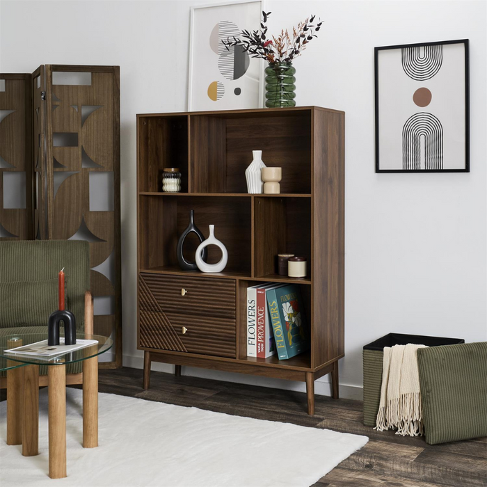 MISOU Tiffany Wandkast Open Vakkenkast met Lades Ladekast Hout Opbe...