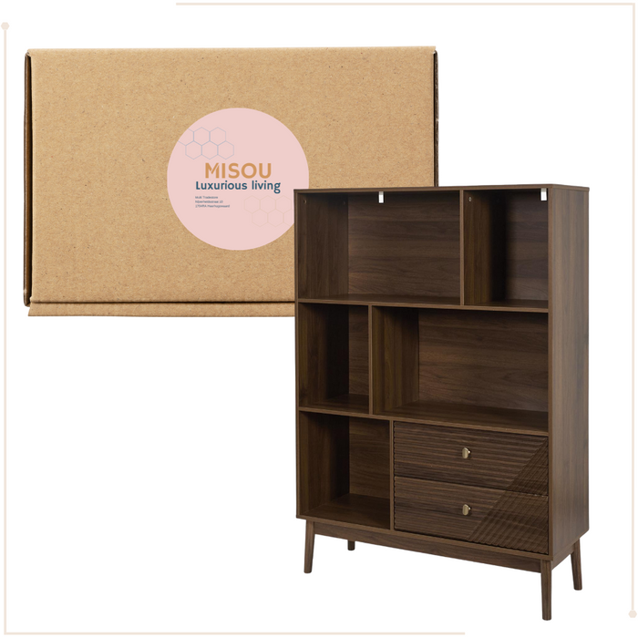 MISOU Tiffany Wandkast Open Vakkenkast met Lades Ladekast Hout Opbe...