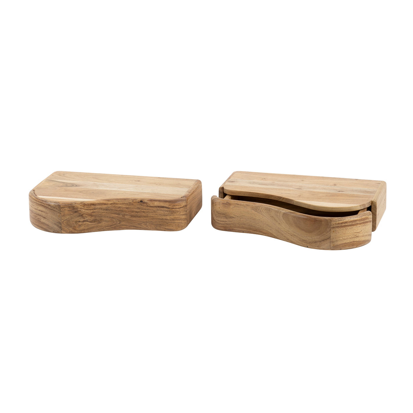 Giga Meubel - Zwevend Nachtkastje Organic Acacia Set van 2