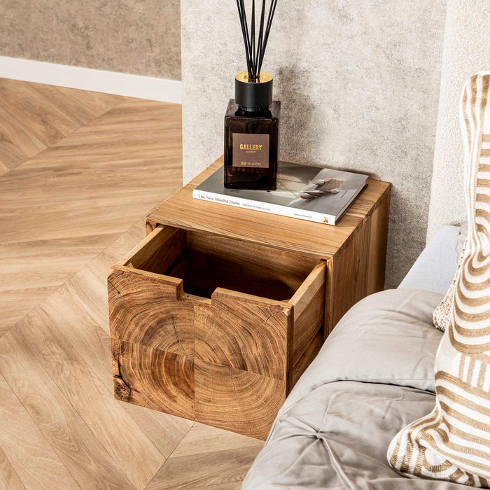 Giga Meubel - Nachtkastje Naturel Hout - 30x29x25cm - Block