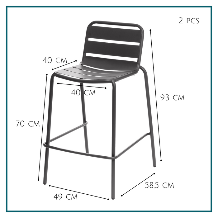 HESPERIDE HIXA Tuinstoelen Barkruk Tuinkruk set van 2  48x58x93cm Z...