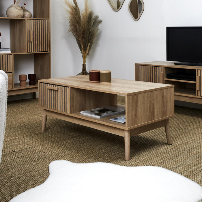 MISOU Klaus Salontafel met Lade Opbergruimte Koffietafel Tafel Hout...
