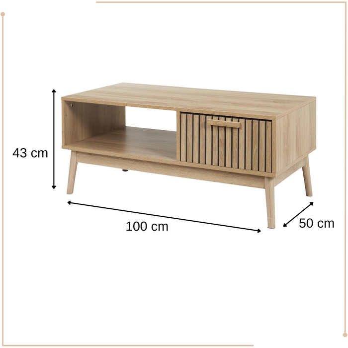 MISOU Klaus Salontafel met Lade Opbergruimte Koffietafel Tafel Hout...