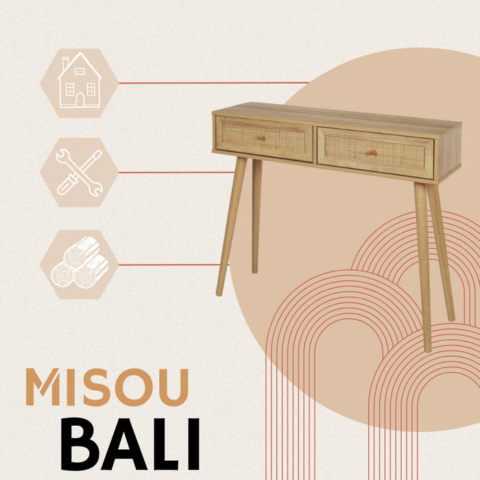 MISOU Bali Sidetable Consoletafel Haltafel Woonkamer Wandtafel Rota...