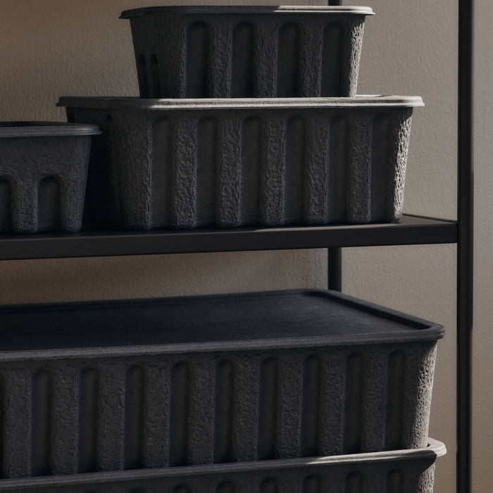 Ferm Living Paper Pulp Opbergdoos L - Set van 2 - Charcoal