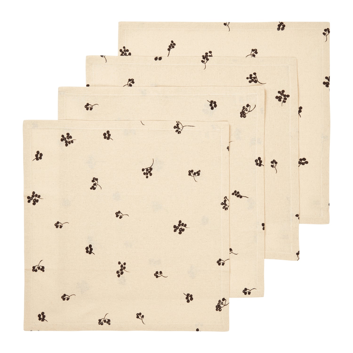 Ferm Living Baies Servetten - Set van 4 - Natural / Dark Chocolate
