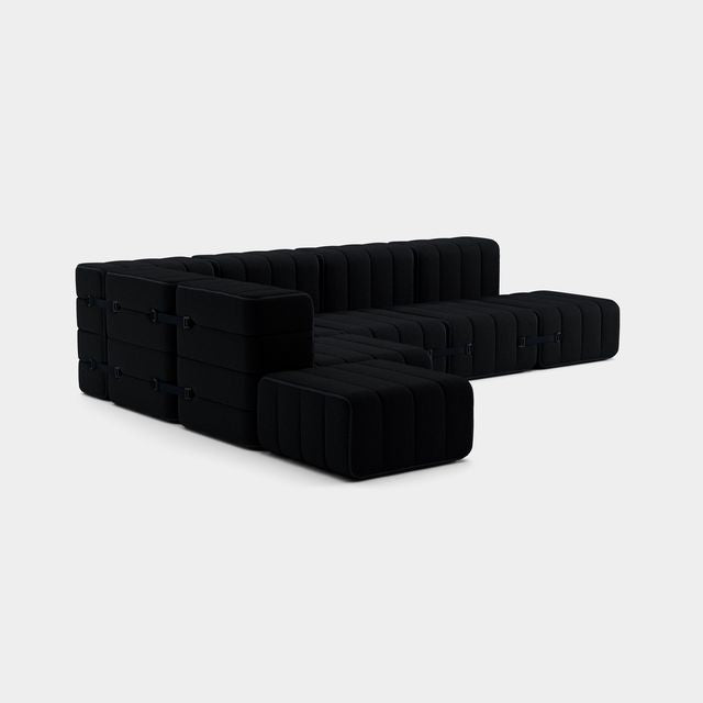 Curt-Set 12 - e.g. Flexible large corner sofa - Sera - Ebony (Black)