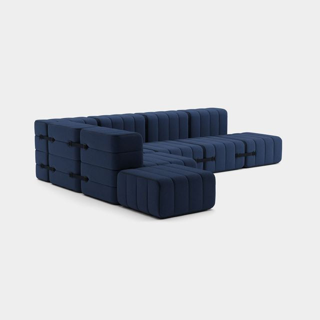 Curt-Set 12 - e.g. Flexible large corner sofa - Jet - 6098 (Dark blue)